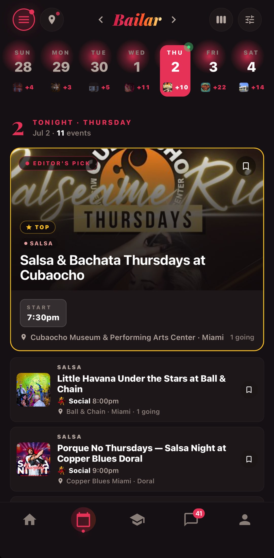 Bailar app: Save the date